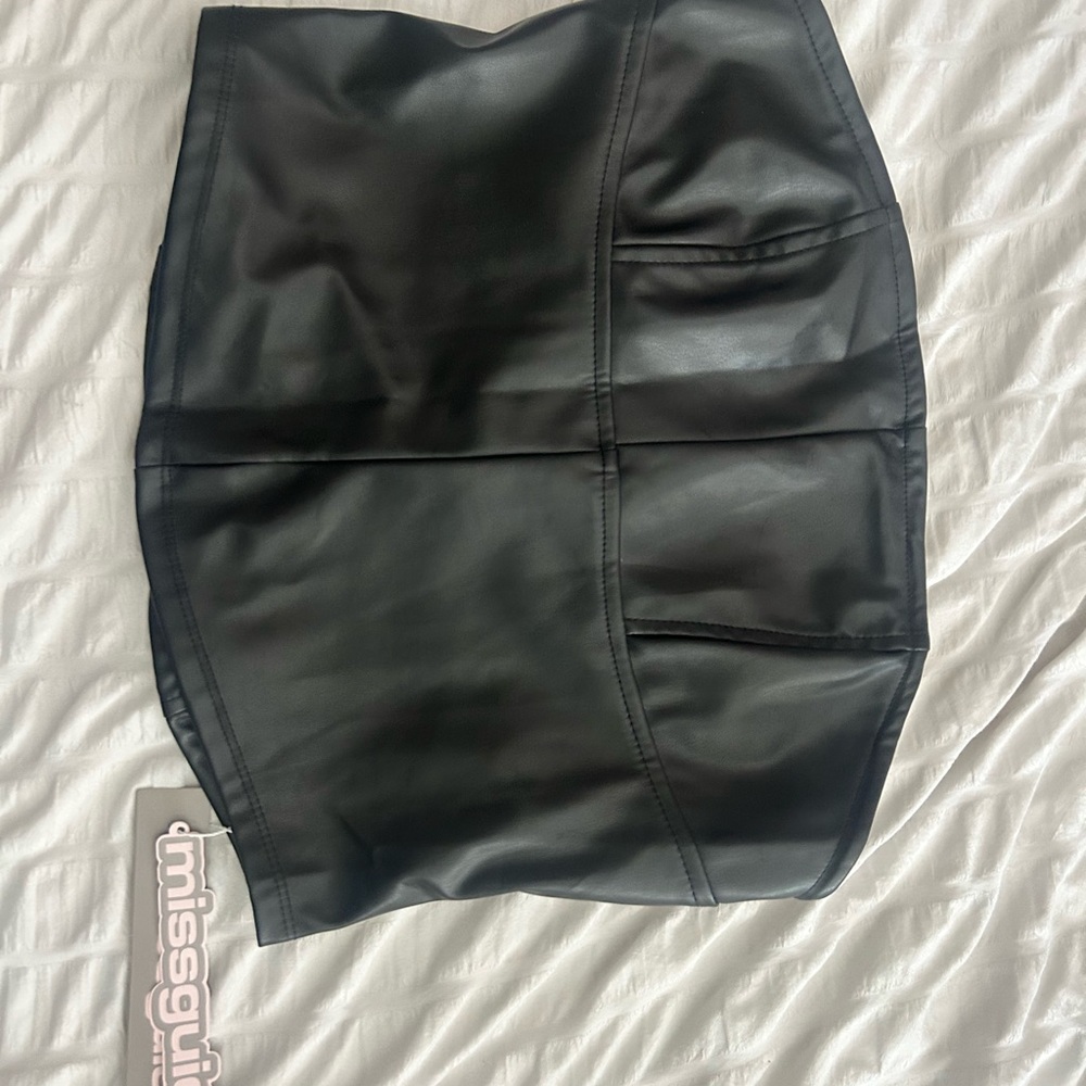 Missguided Black Faux Leather Crop Top